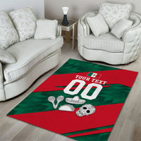 Personalized Mexico Football Jaguar Mascot Area Rug Sugar Skull Sombrero Aztec