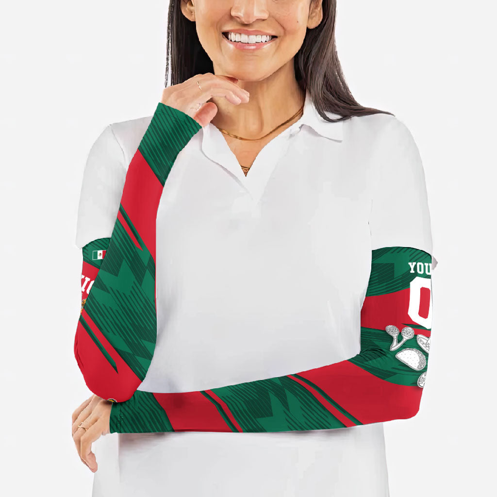 Personalized Mexico Football Jaguar Mascot Arm Sleeves Sugar Skull Sombrero Aztec