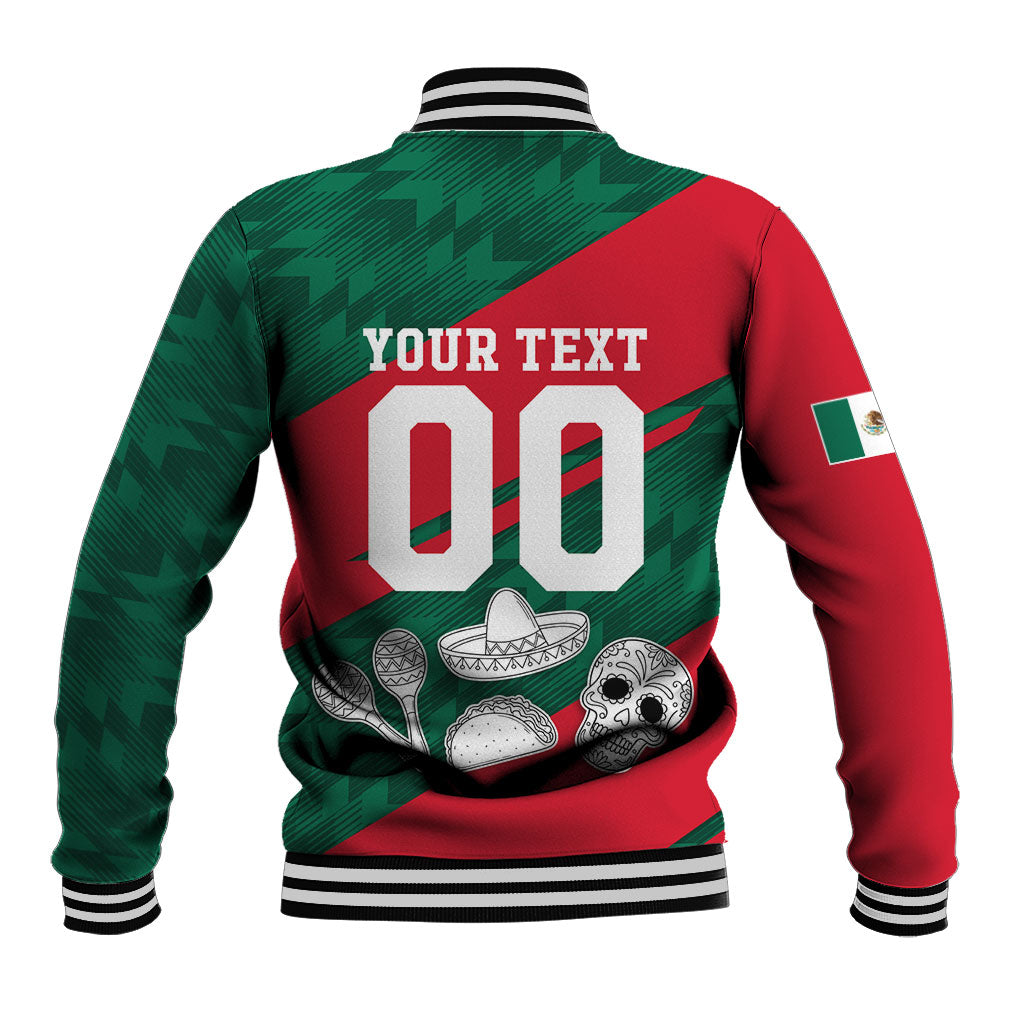 Personalized Mexico Football Jaguar Mascot Baseball Jacket Sugar Skull Sombrero Aztec