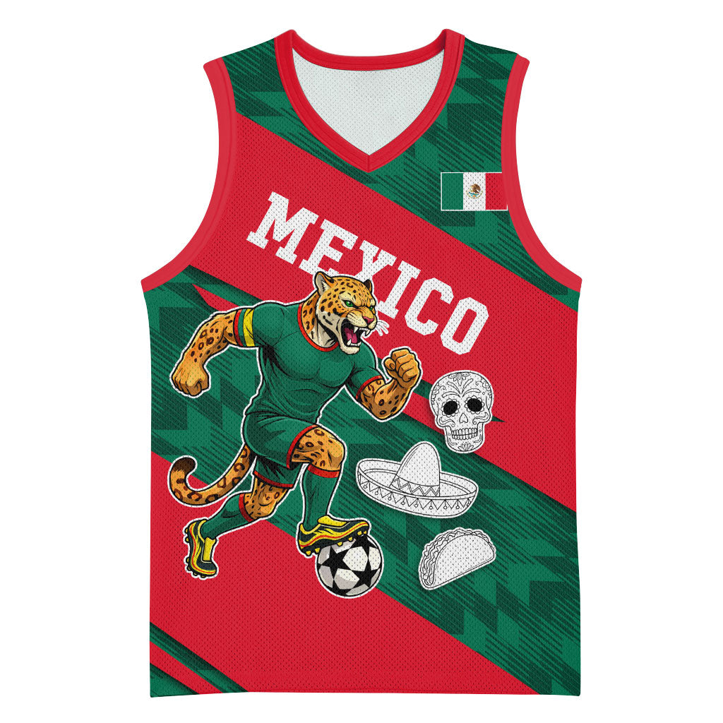 Personalized Mexico Football Jaguar Mascot Basketball Jersey Sugar Skull Sombrero Aztec