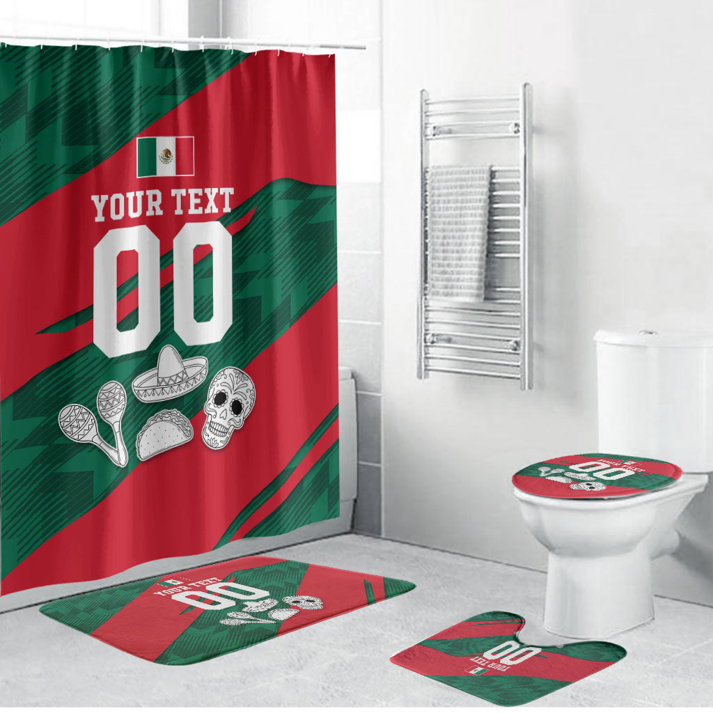 Personalized Mexico Football Jaguar Mascot Bathroom Set Sugar Skull Sombrero Aztec