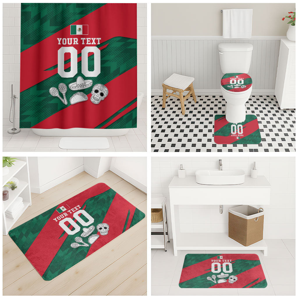 Personalized Mexico Football Jaguar Mascot Bathroom Set Sugar Skull Sombrero Aztec
