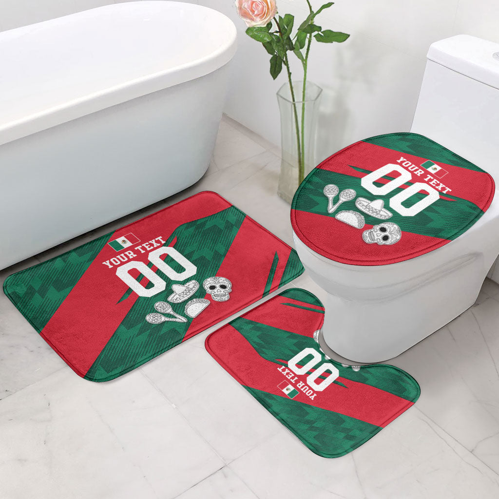 Personalized Mexico Football Jaguar Mascot Bathroom Set Sugar Skull Sombrero Aztec