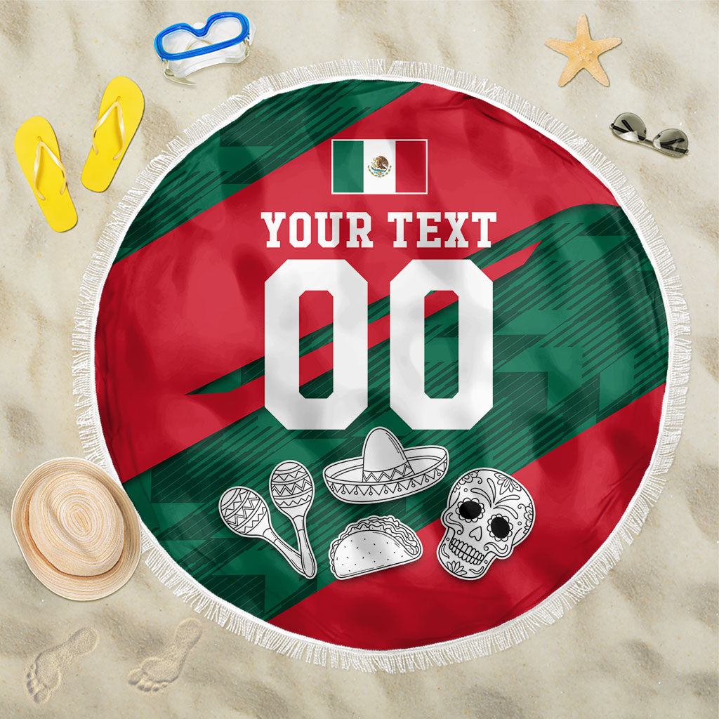 Personalized Mexico Football Jaguar Mascot Beach Blanket Sugar Skull Sombrero Aztec