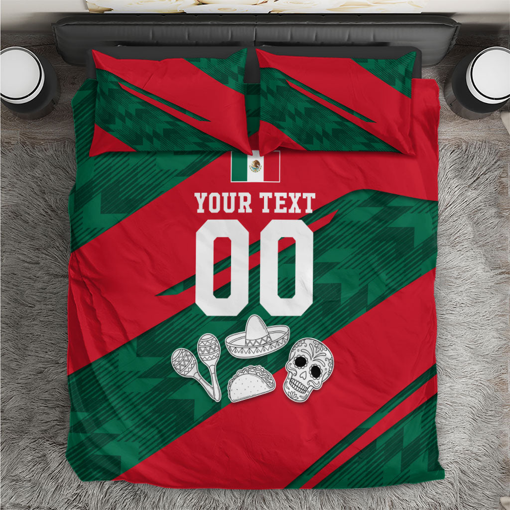 Personalized Mexico Football Jaguar Mascot Bedding Set Sugar Skull Sombrero Aztec