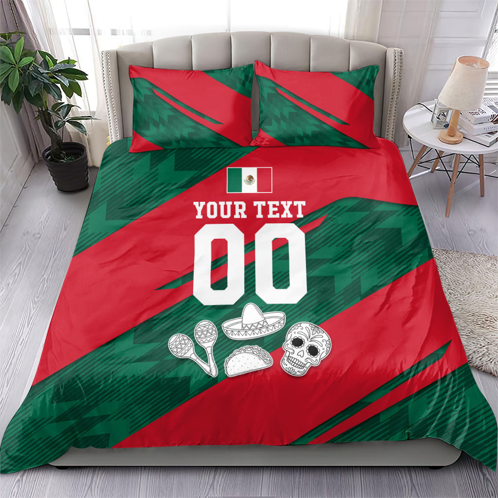 Personalized Mexico Football Jaguar Mascot Bedding Set Sugar Skull Sombrero Aztec