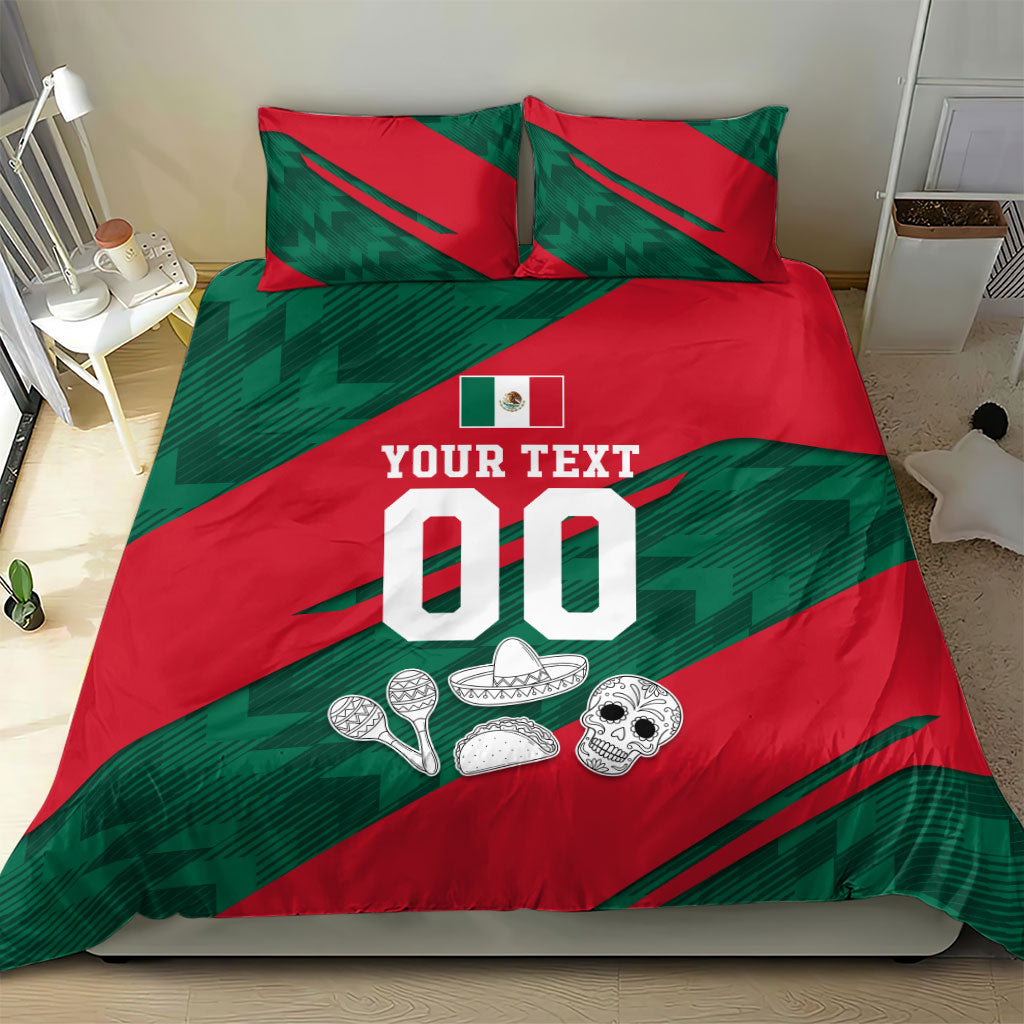 Personalized Mexico Football Jaguar Mascot Bedding Set Sugar Skull Sombrero Aztec