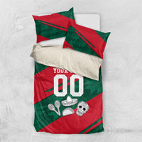 Personalized Mexico Football Jaguar Mascot Bedding Set Sugar Skull Sombrero Aztec