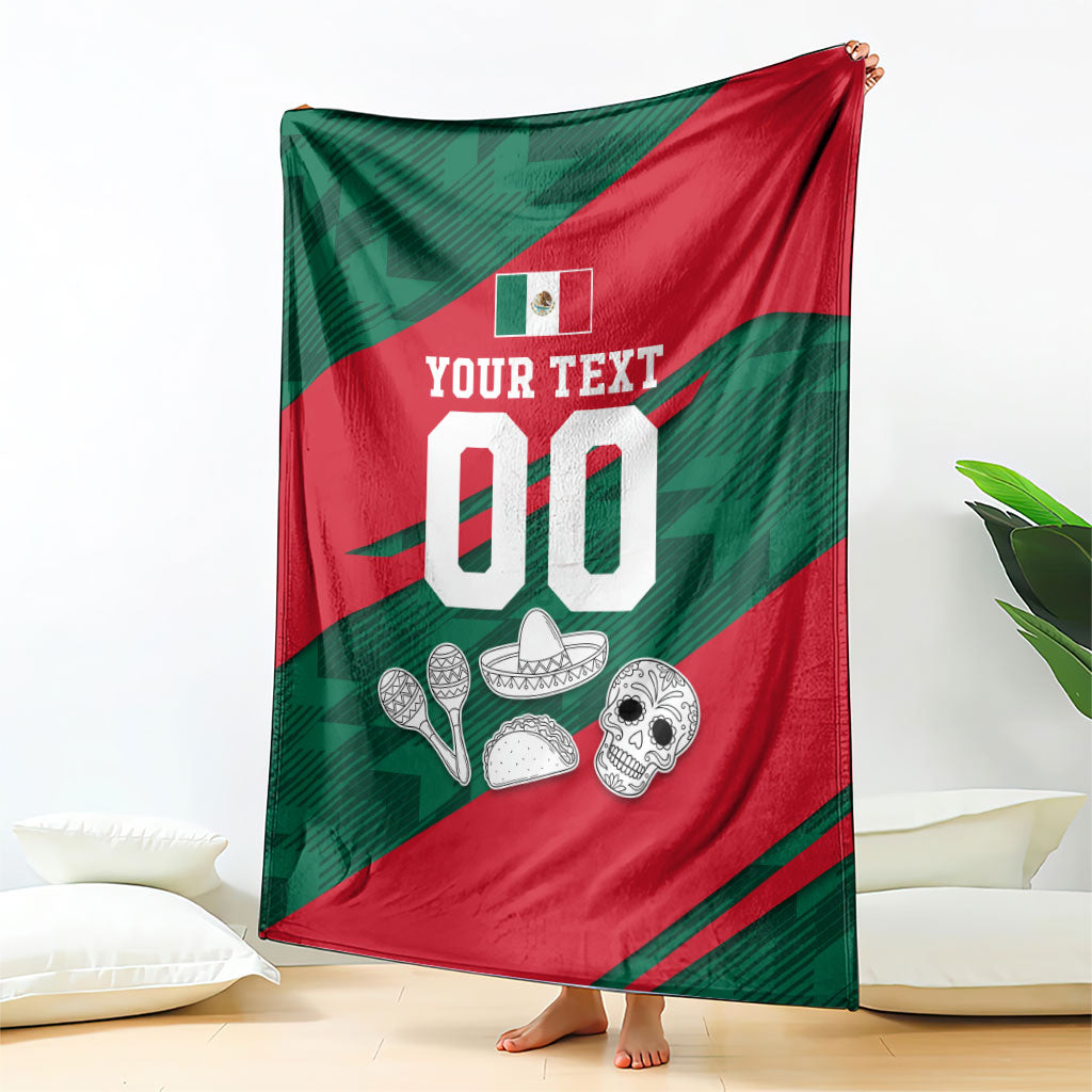 Personalized Mexico Football Jaguar Mascot Blanket Sugar Skull Sombrero Aztec