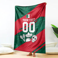 Personalized Mexico Football Jaguar Mascot Blanket Sugar Skull Sombrero Aztec