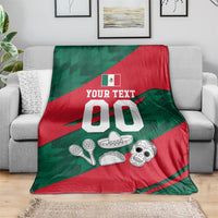 Personalized Mexico Football Jaguar Mascot Blanket Sugar Skull Sombrero Aztec