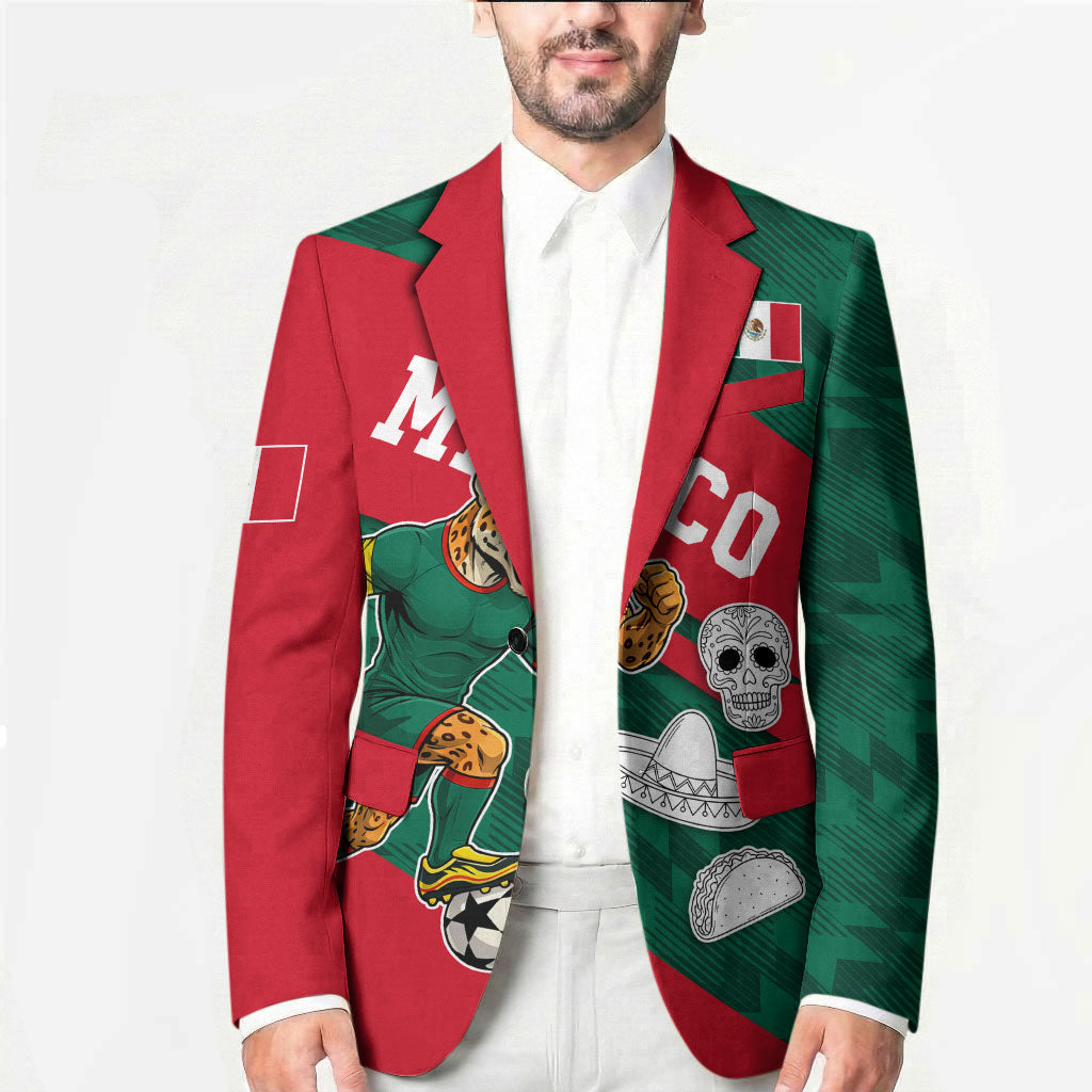Personalized Mexico Football Jaguar Mascot Blazer Sugar Skull Sombrero Aztec