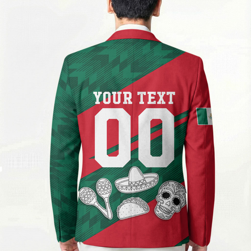 Personalized Mexico Football Jaguar Mascot Blazer Sugar Skull Sombrero Aztec