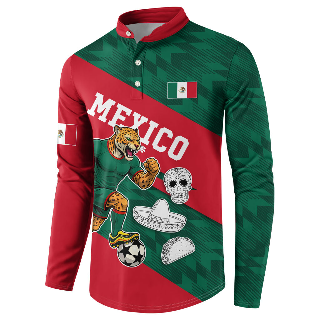 Personalized Mexico Football Jaguar Mascot Button Sweatshirt Sugar Skull Sombrero Aztec