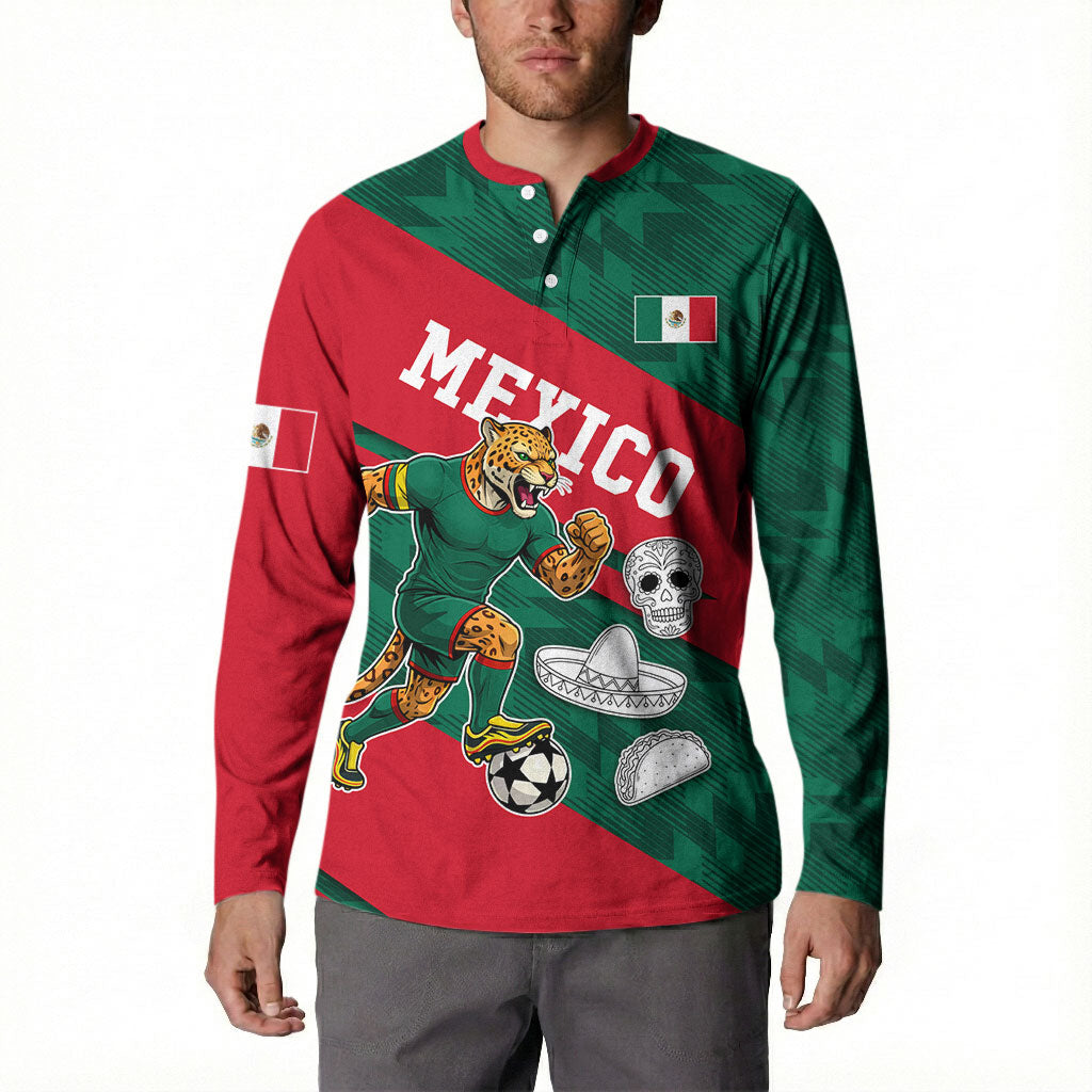 Personalized Mexico Football Jaguar Mascot Button Sweatshirt Sugar Skull Sombrero Aztec