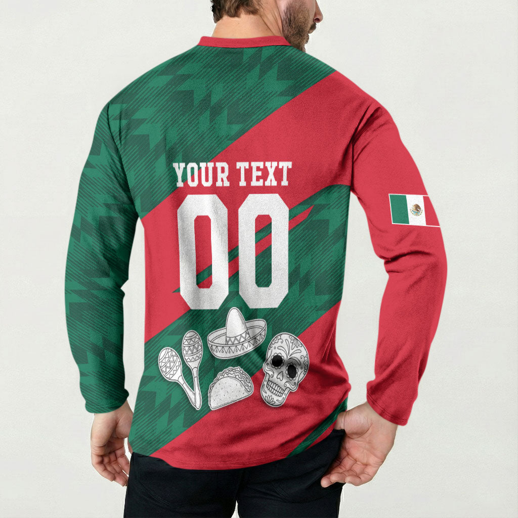 Personalized Mexico Football Jaguar Mascot Button Sweatshirt Sugar Skull Sombrero Aztec