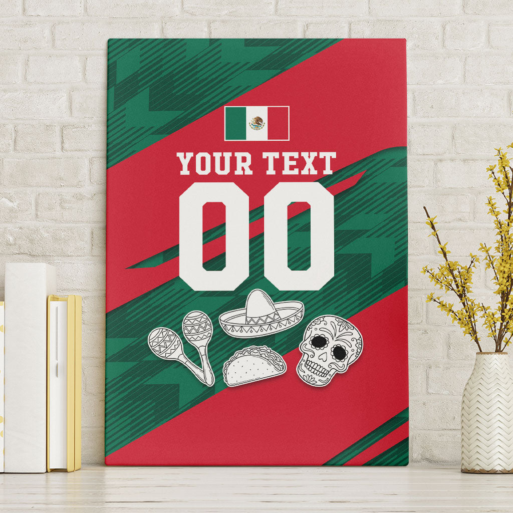 Personalized Mexico Football Jaguar Mascot Canvas Wall Art Sugar Skull Sombrero Aztec