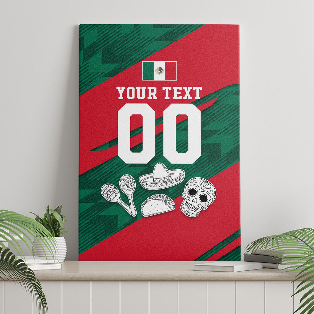 Personalized Mexico Football Jaguar Mascot Canvas Wall Art Sugar Skull Sombrero Aztec