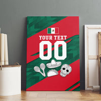 Personalized Mexico Football Jaguar Mascot Canvas Wall Art Sugar Skull Sombrero Aztec
