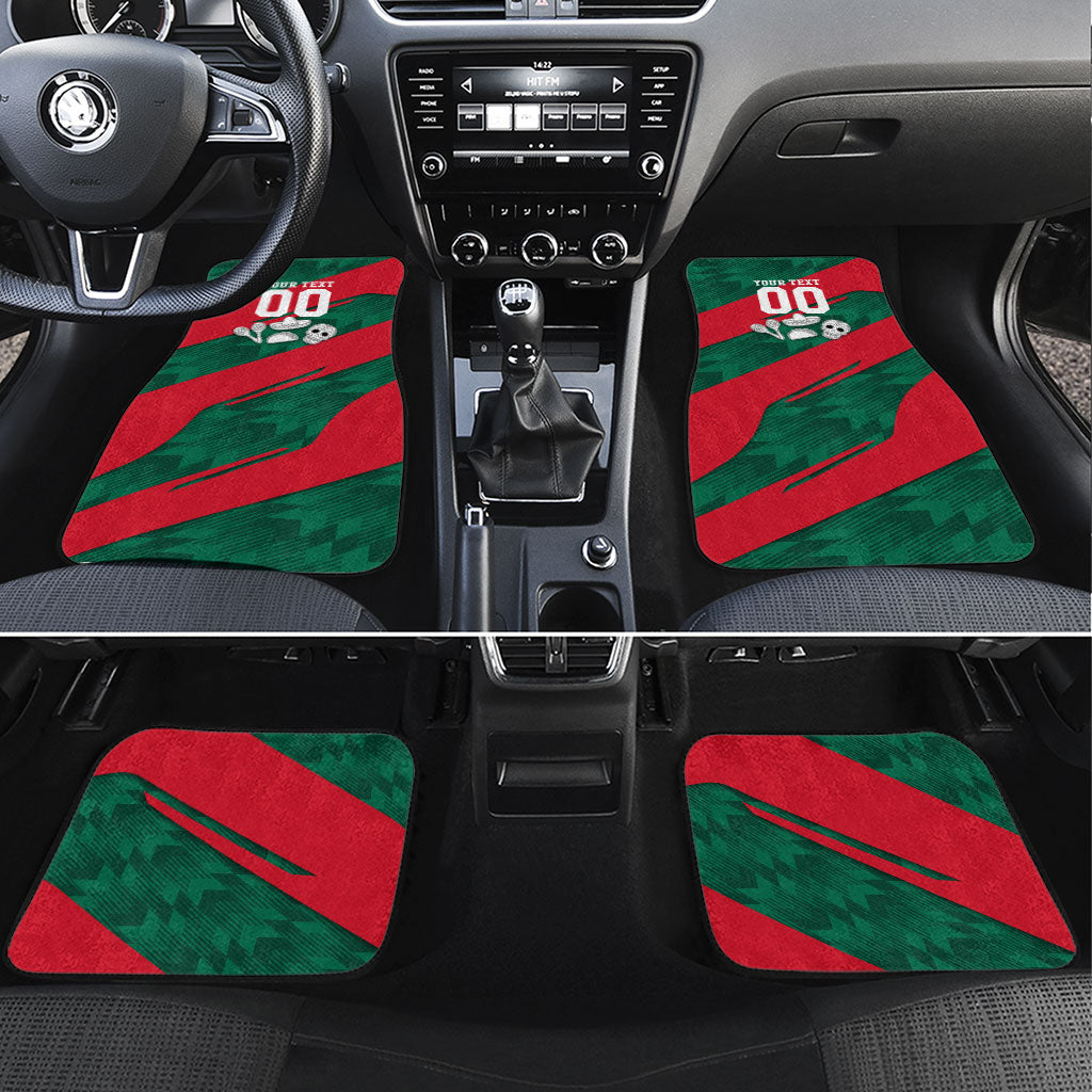 Personalized Mexico Football Jaguar Mascot Car Mats Sugar Skull Sombrero Aztec