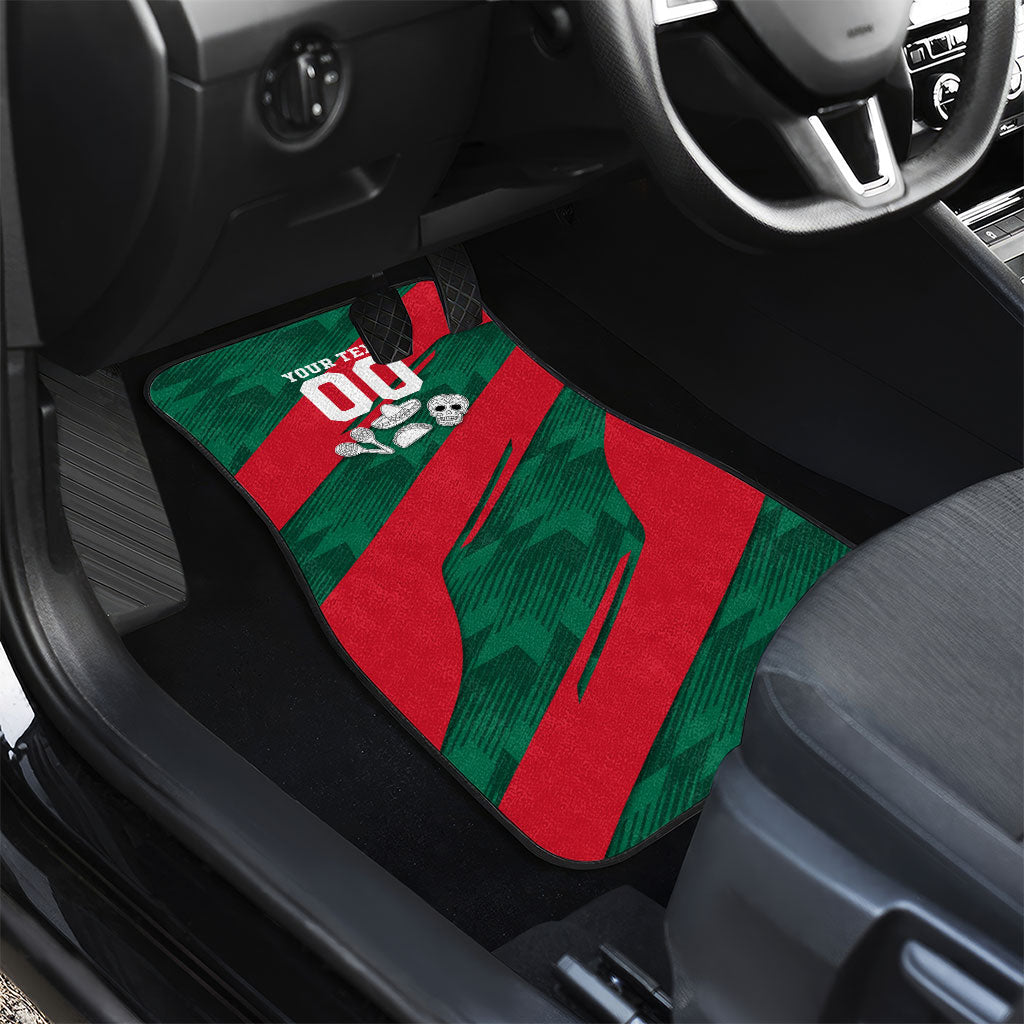 Personalized Mexico Football Jaguar Mascot Car Mats Sugar Skull Sombrero Aztec