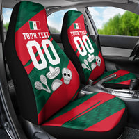 Personalized Mexico Football Jaguar Mascot Car Seat Cover Sugar Skull Sombrero Aztec