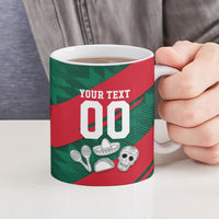 Personalized Mexico Football Jaguar Mascot Ceramic Mug Sugar Skull Sombrero Aztec