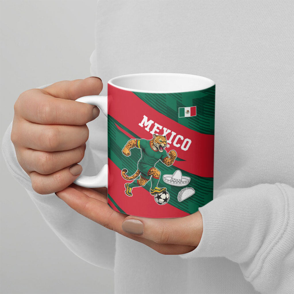 Personalized Mexico Football Jaguar Mascot Ceramic Mug Sugar Skull Sombrero Aztec