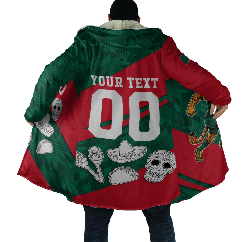 Personalized Mexico Football Jaguar Mascot Cloak Sugar Skull Sombrero Aztec