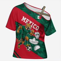 Personalized Mexico Football Jaguar Mascot Cross Shoulder Shirt Sugar Skull Sombrero Aztec