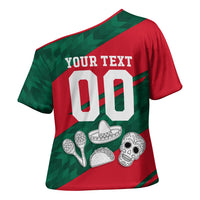 Personalized Mexico Football Jaguar Mascot Cross Shoulder Shirt Sugar Skull Sombrero Aztec