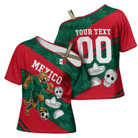 Personalized Mexico Football Jaguar Mascot Cross Shoulder Shirt Sugar Skull Sombrero Aztec