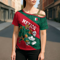 Personalized Mexico Football Jaguar Mascot Cross Shoulder Shirt Sugar Skull Sombrero Aztec