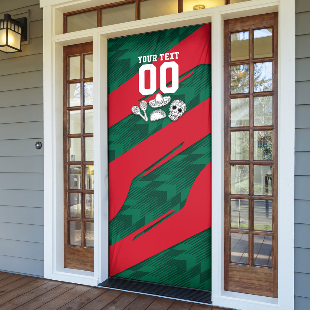 Personalized Mexico Football Jaguar Mascot Door Cover Sugar Skull Sombrero Aztec