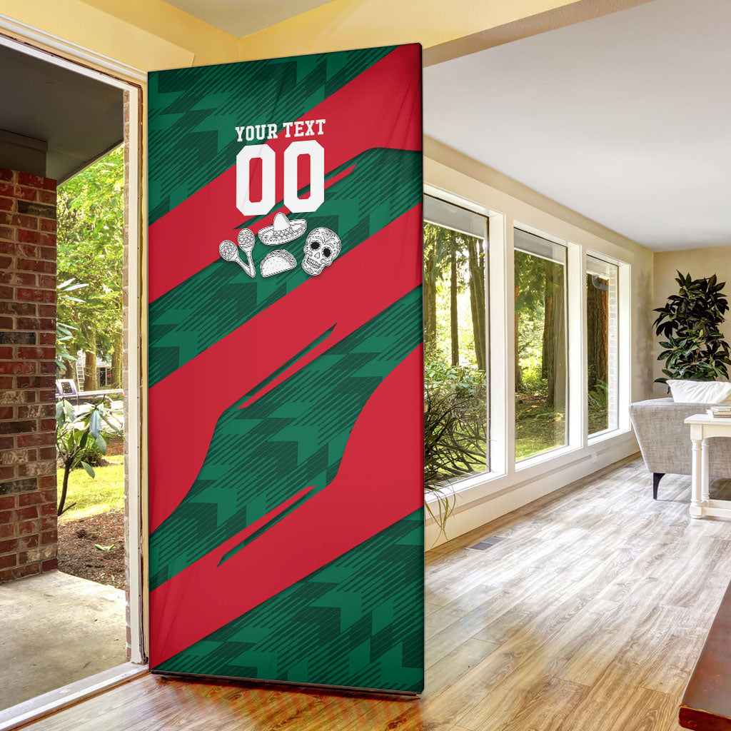 Personalized Mexico Football Jaguar Mascot Door Cover Sugar Skull Sombrero Aztec