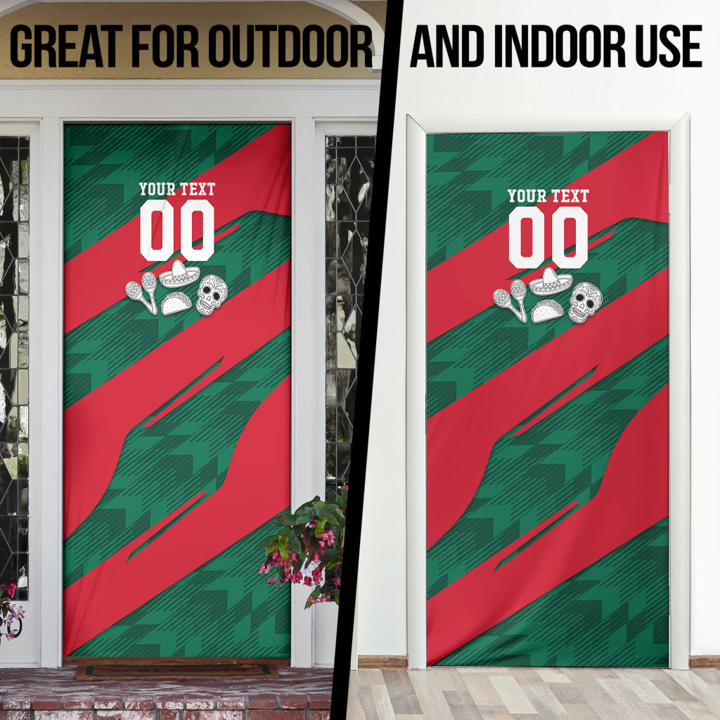 Personalized Mexico Football Jaguar Mascot Door Cover Sugar Skull Sombrero Aztec