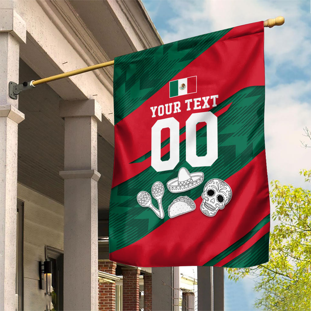 Personalized Mexico Football Jaguar Mascot Garden Flag Sugar Skull Sombrero Aztec
