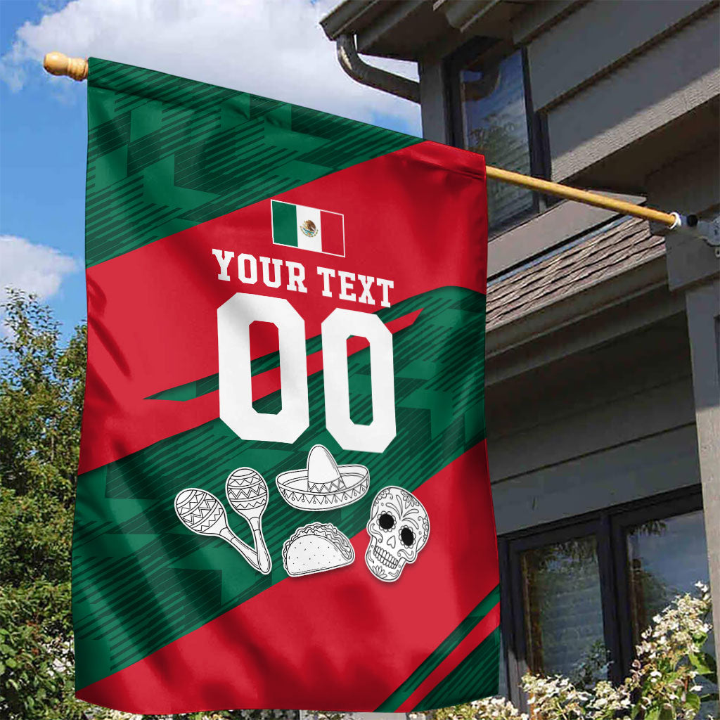 Personalized Mexico Football Jaguar Mascot Garden Flag Sugar Skull Sombrero Aztec
