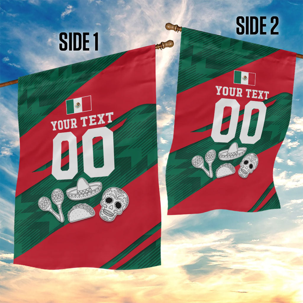 Personalized Mexico Football Jaguar Mascot Garden Flag Sugar Skull Sombrero Aztec