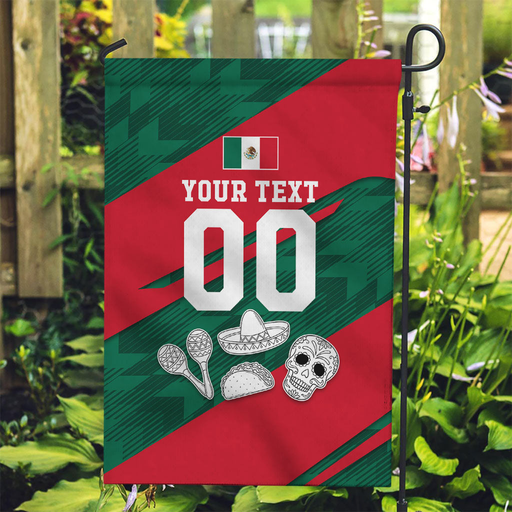 Personalized Mexico Football Jaguar Mascot Garden Flag Sugar Skull Sombrero Aztec
