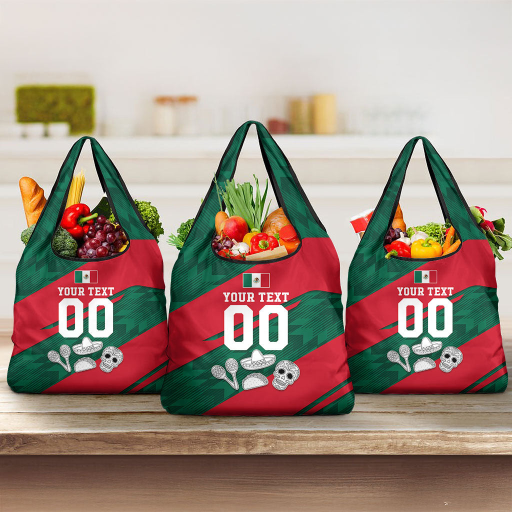 Personalized Mexico Football Jaguar Mascot Grocery Bag Sugar Skull Sombrero Aztec