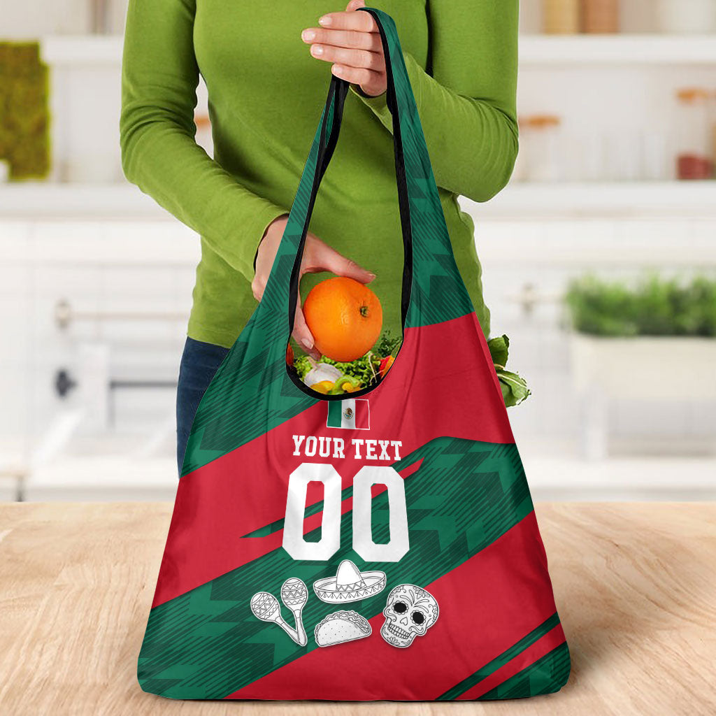 Personalized Mexico Football Jaguar Mascot Grocery Bag Sugar Skull Sombrero Aztec