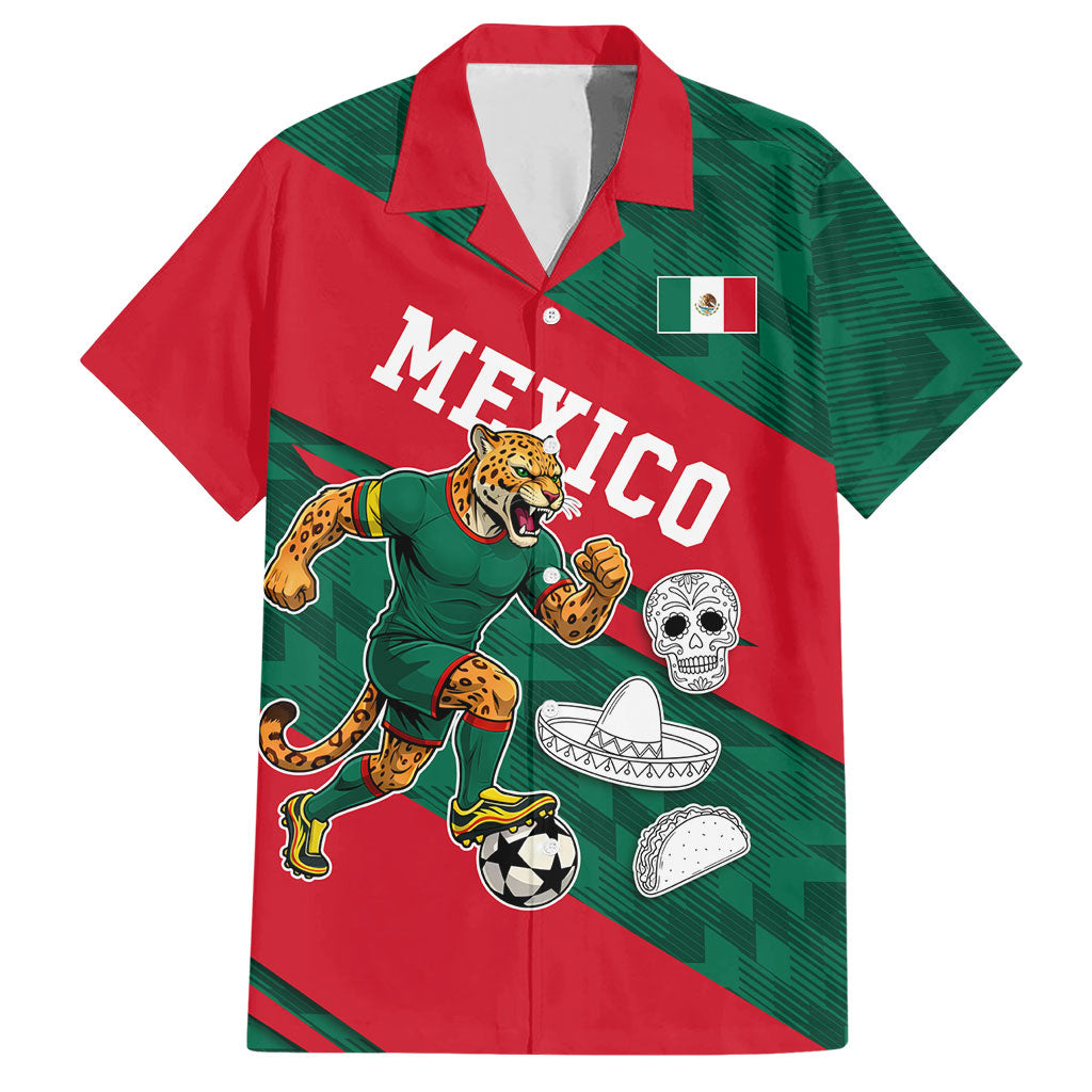 Personalized Mexico Football Jaguar Mascot Hawaiian Shirt Sugar Skull Sombrero Aztec