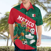 Personalized Mexico Football Jaguar Mascot Hawaiian Shirt Sugar Skull Sombrero Aztec