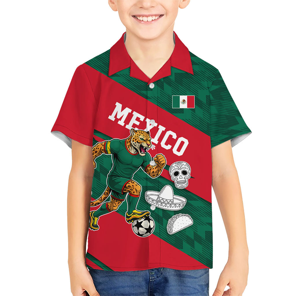 Personalized Mexico Football Jaguar Mascot Hawaiian Shirt Sugar Skull Sombrero Aztec
