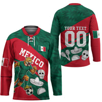 Personalized Mexico Football Jaguar Mascot Hockey Jersey Sugar Skull Sombrero Aztec