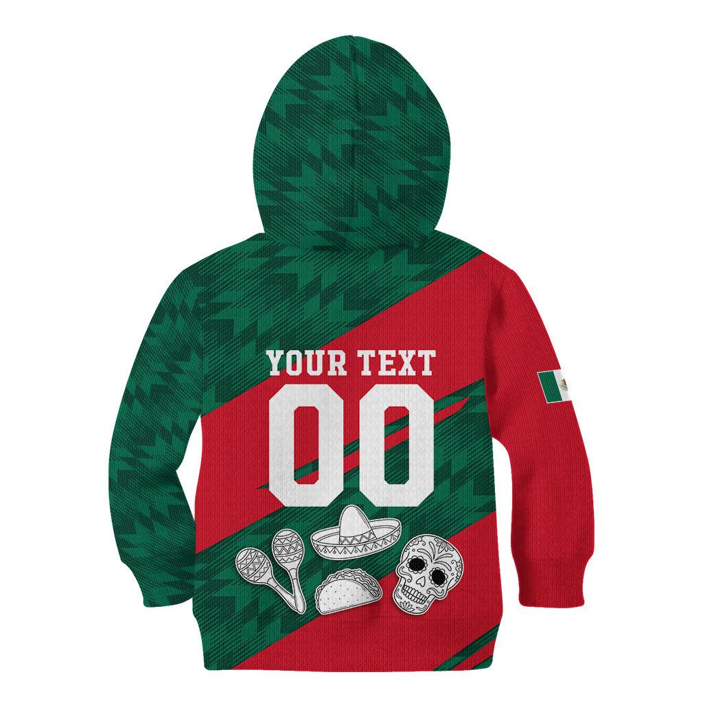 Personalized Mexico Football Jaguar Mascot Kid Hoodie Sugar Skull Sombrero Aztec