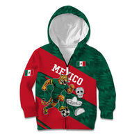 Personalized Mexico Football Jaguar Mascot Kid Hoodie Sugar Skull Sombrero Aztec