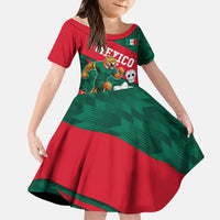 Personalized Mexico Football Jaguar Mascot Kid Short Sleeve Dress Sugar Skull Sombrero Aztec