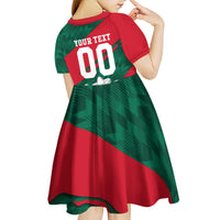 Personalized Mexico Football Jaguar Mascot Kid Short Sleeve Dress Sugar Skull Sombrero Aztec